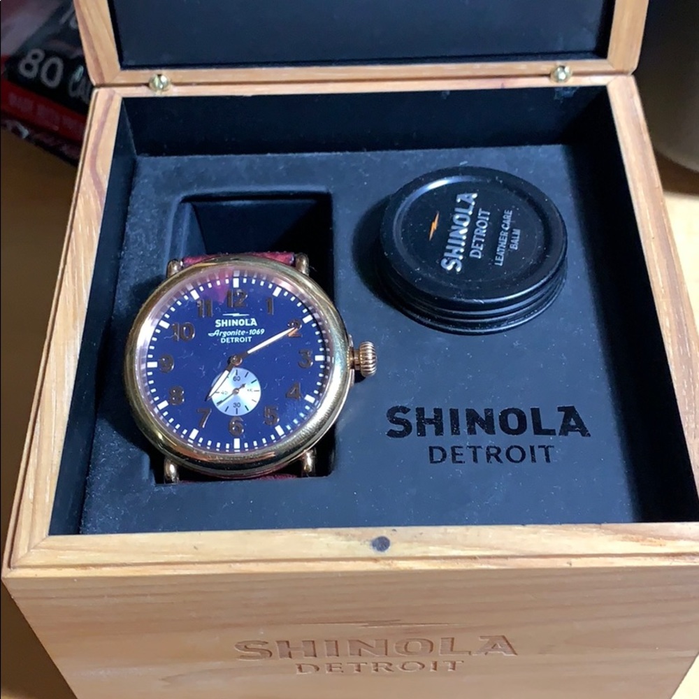 Shinola: 47mm runwell, oxblood leather strap